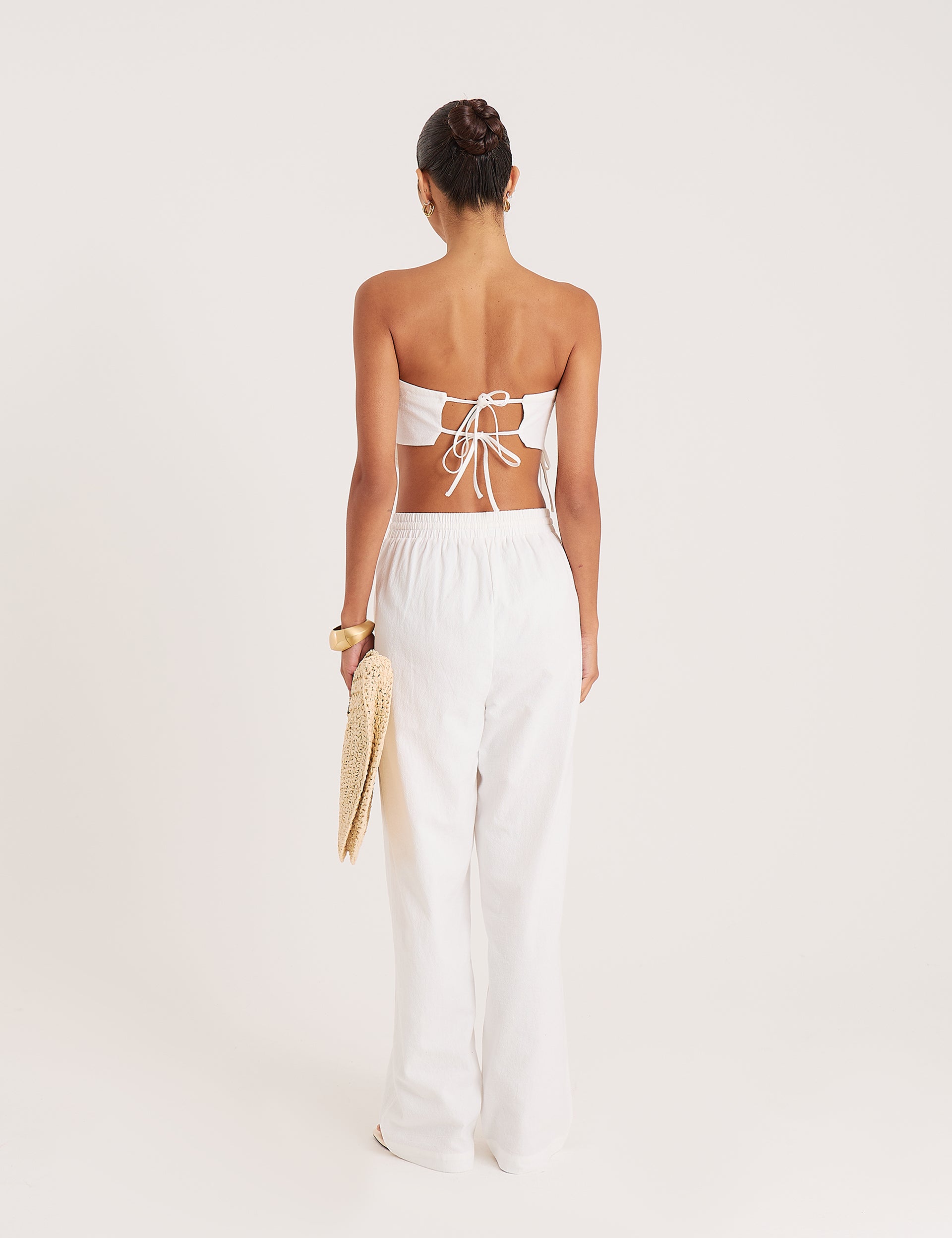 White Cotton Bandeau Crop Scarf Top